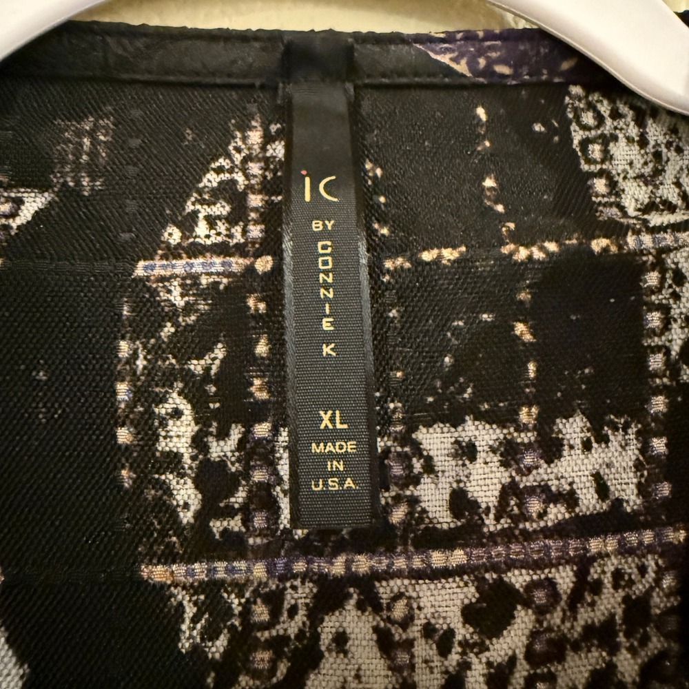 IC BY CONNIE K Jacket Women XL Black Geometric Abstract Art To Wear Lagenlook - Picture 6 of 12
